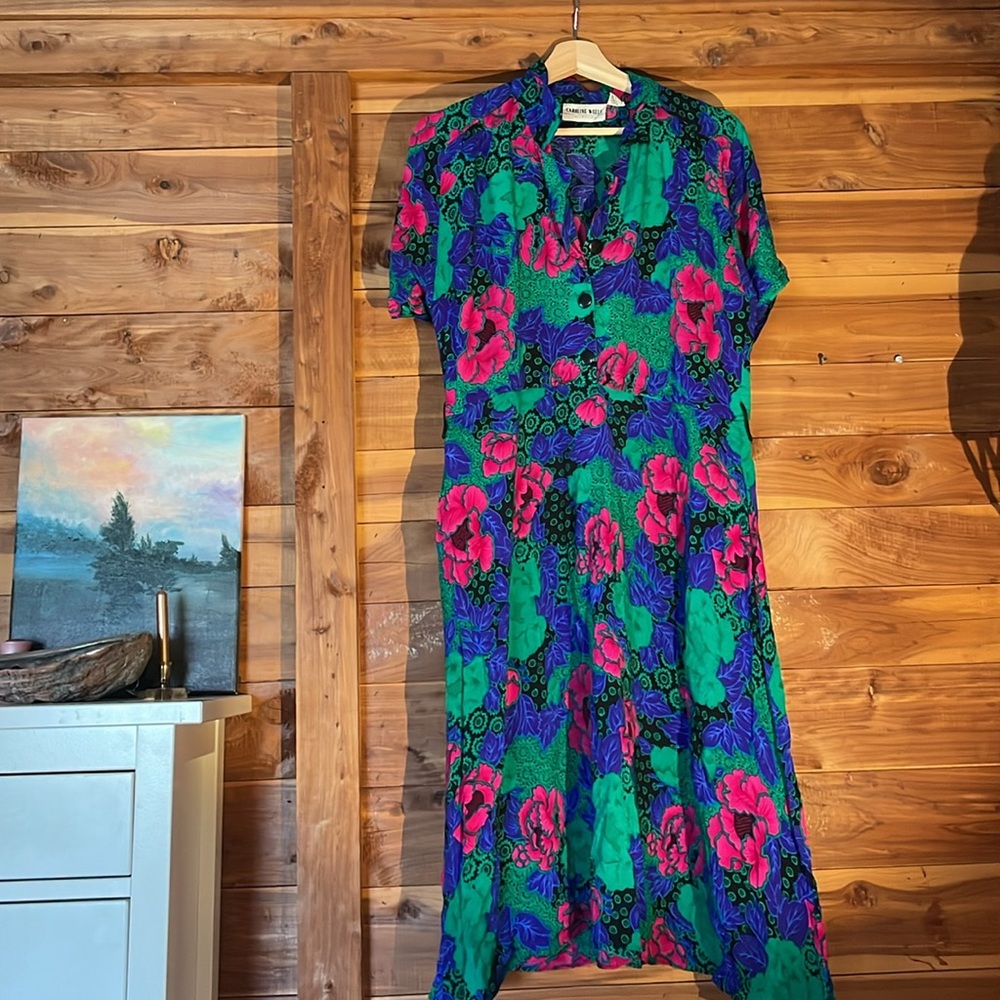 Vintage 90s Caroline Wells Floral Dress |